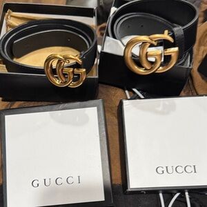 Gucci Leather Belt with Gold GG Emblem 2 Belts different sizes